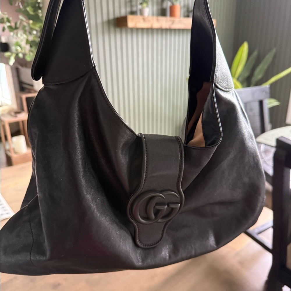 Gucci Black Leather Hobo Bag